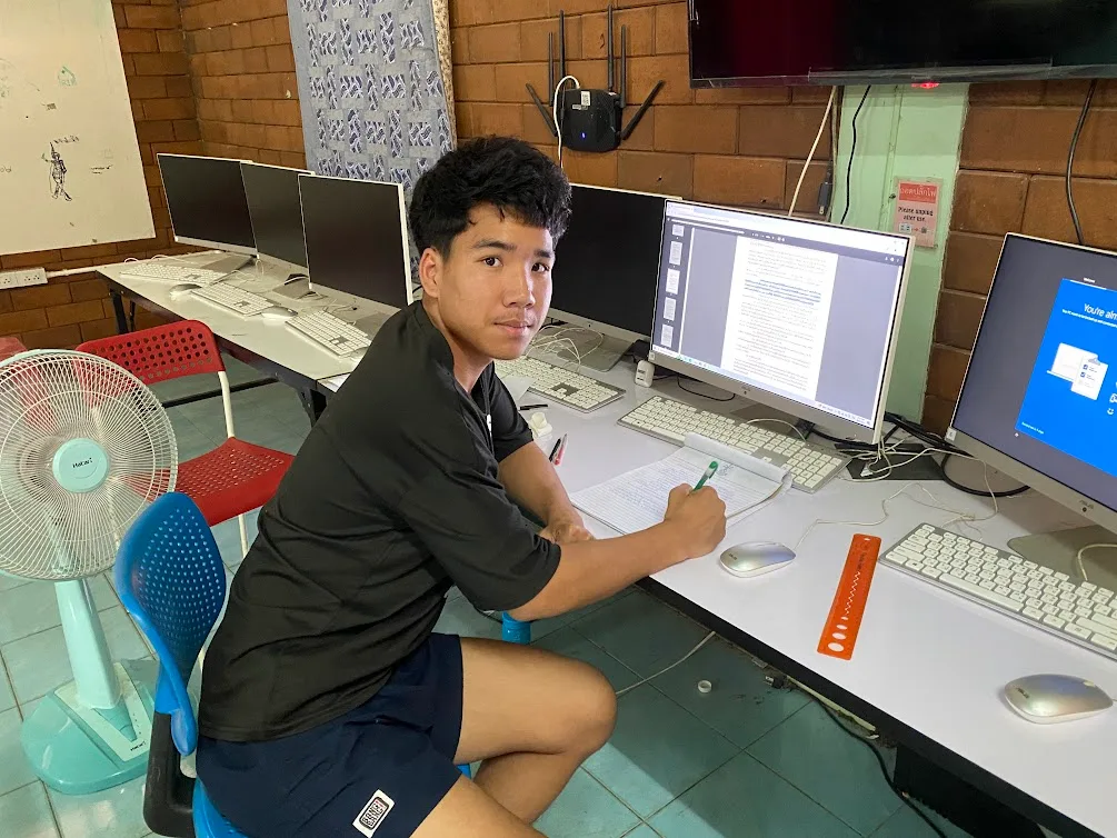 One of our children taking advantage of our computers in the computer labPicture