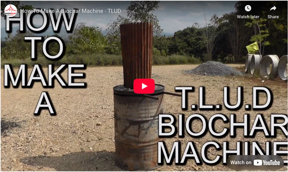 DIY video on how to make a TLUD Biochar Machine with an oil drum.