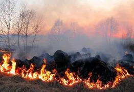 Smoke filled sky from open field burning of crop residue