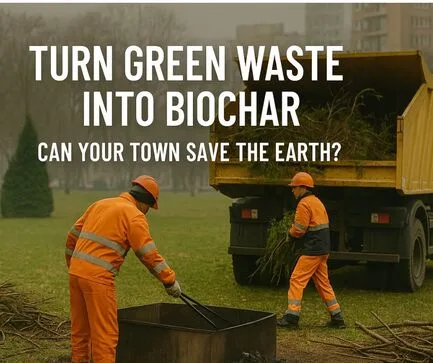 City workers turning municipal green waste into biochar